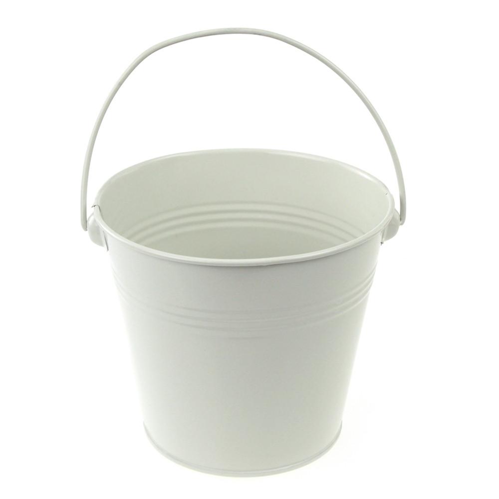 Metal Pail Buckets Party Favor, 5-inch, White